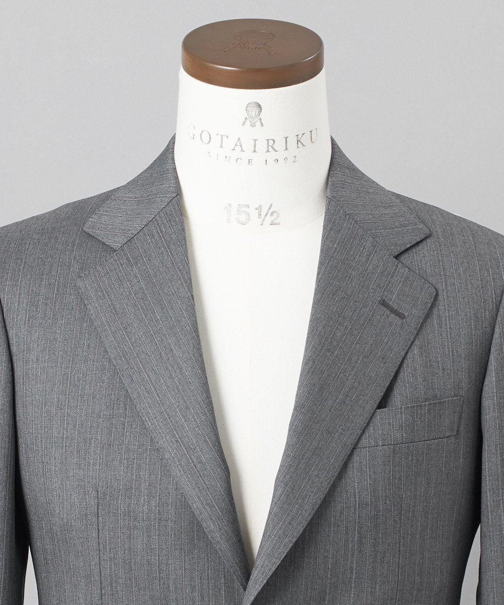GOTAIRIKU 【御幸毛織】ドライスピナーツイルストレッチスーツ_グレーストライプ 