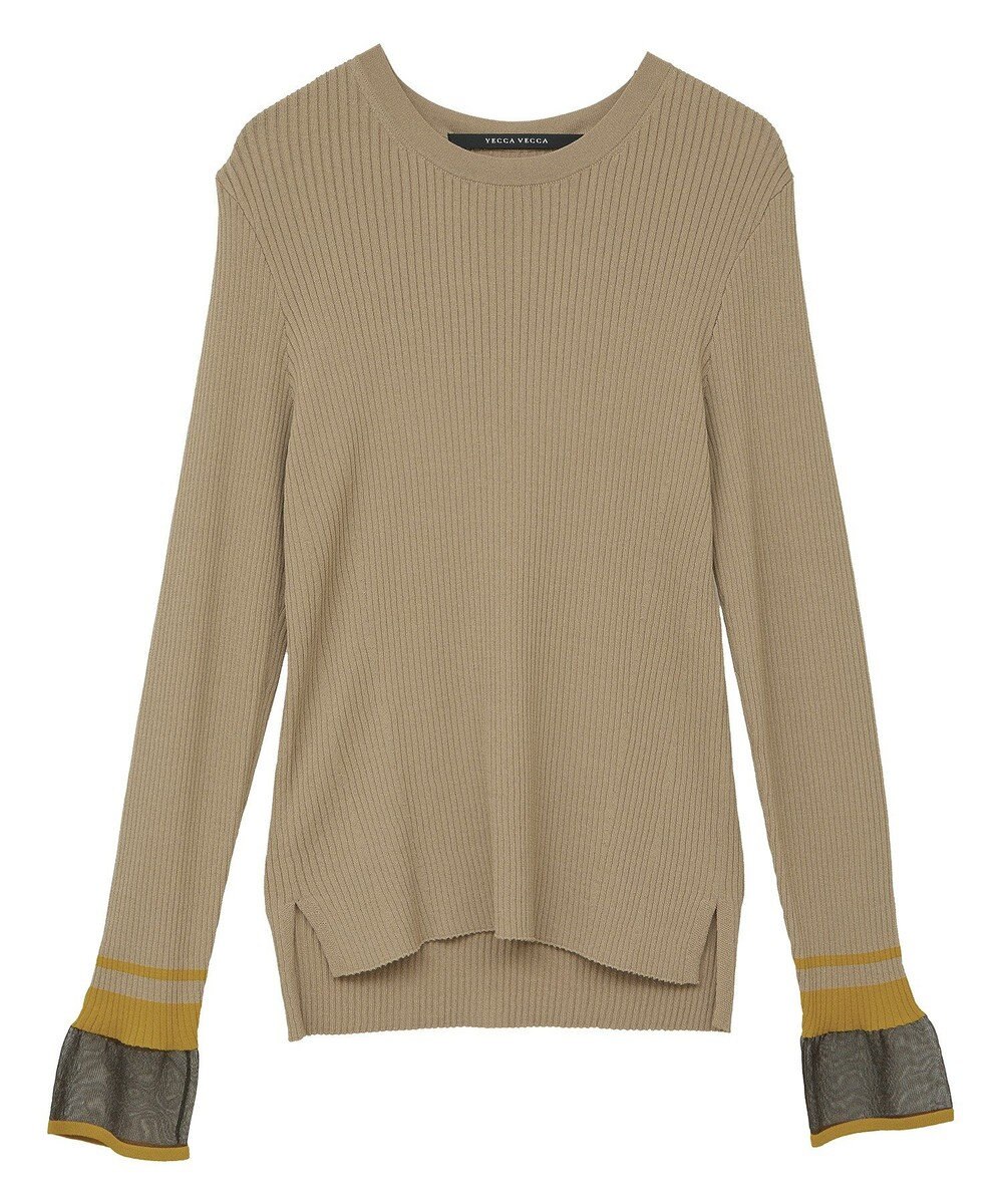 YECCA VECCA 袖口シアーリブニット 