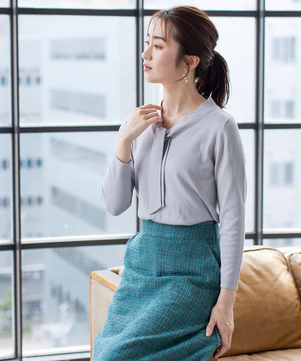 Tiaclasse 【洗える】大人華やかなツイードフレアスカート 