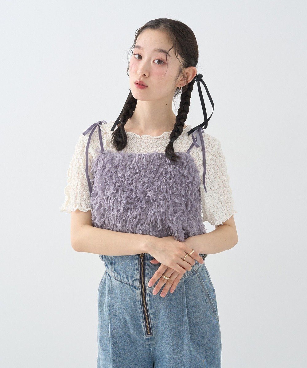 earth music&ecology 【WEB限定】ベロアリボンフェザービスチェ 