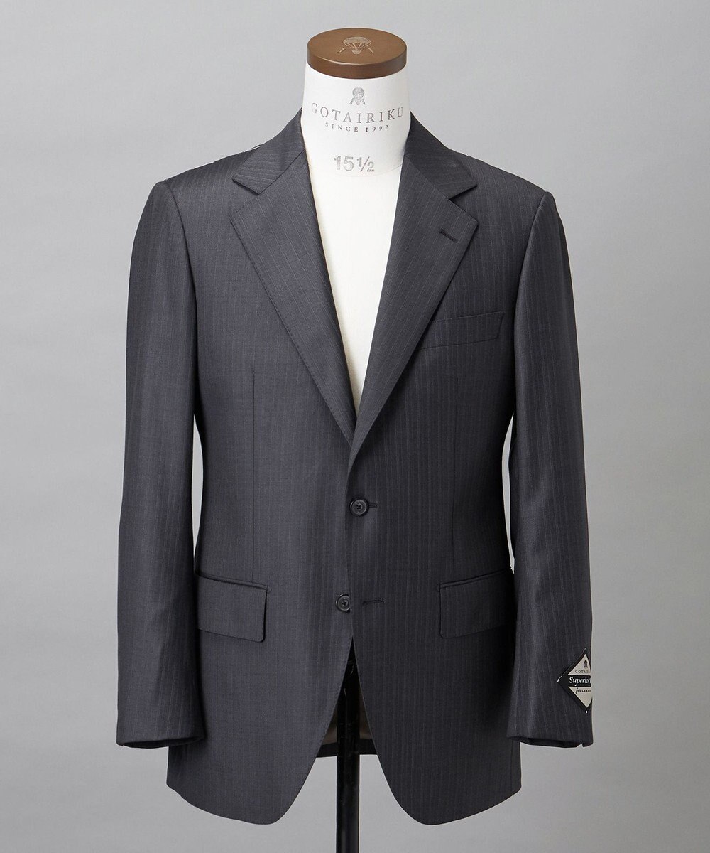 GOTAIRIKU シワになりにくい【御幸毛織/みゆきけおり】Superio160 スーツ_グレーストライプ 