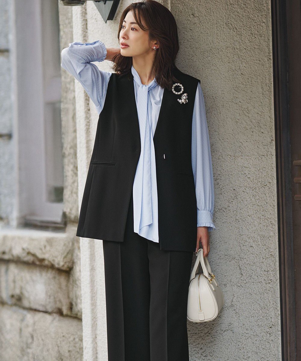 23区 【セットアップ対応/洗える】トリアセダブルジョーゼット ジレ 