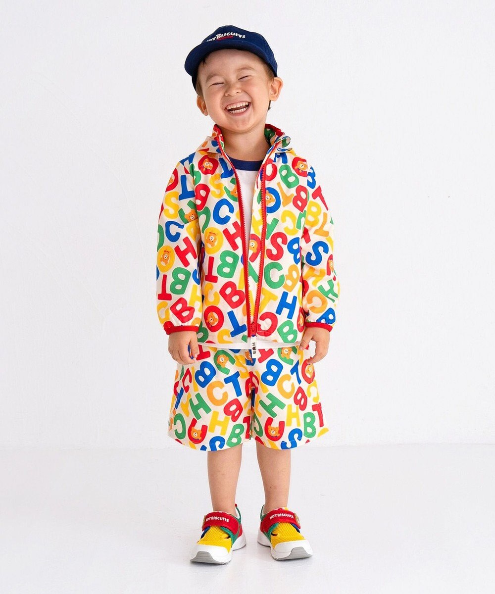 MIKI HOUSE HOT BISCUITS 【80-120cm】 ロゴ総柄 ウインドブレーカー 