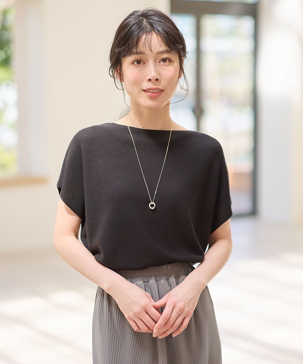 ANY 【洗濯機可/アンチピリング/UVカット】アクリルガーターフレンチスリーブニット 