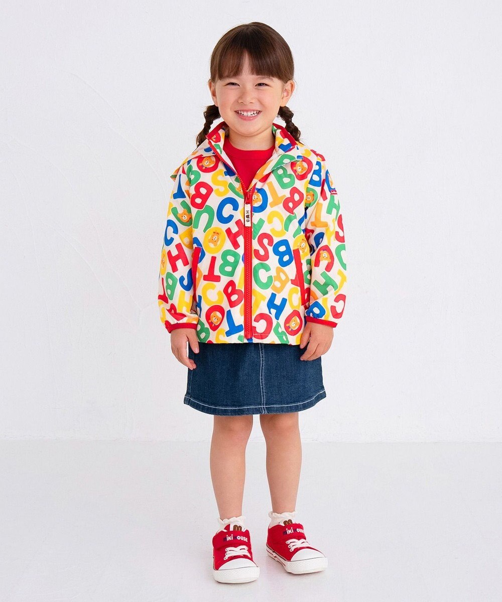 MIKI HOUSE HOT BISCUITS 【80-120cm】 ロゴ総柄 ウインドブレーカー 