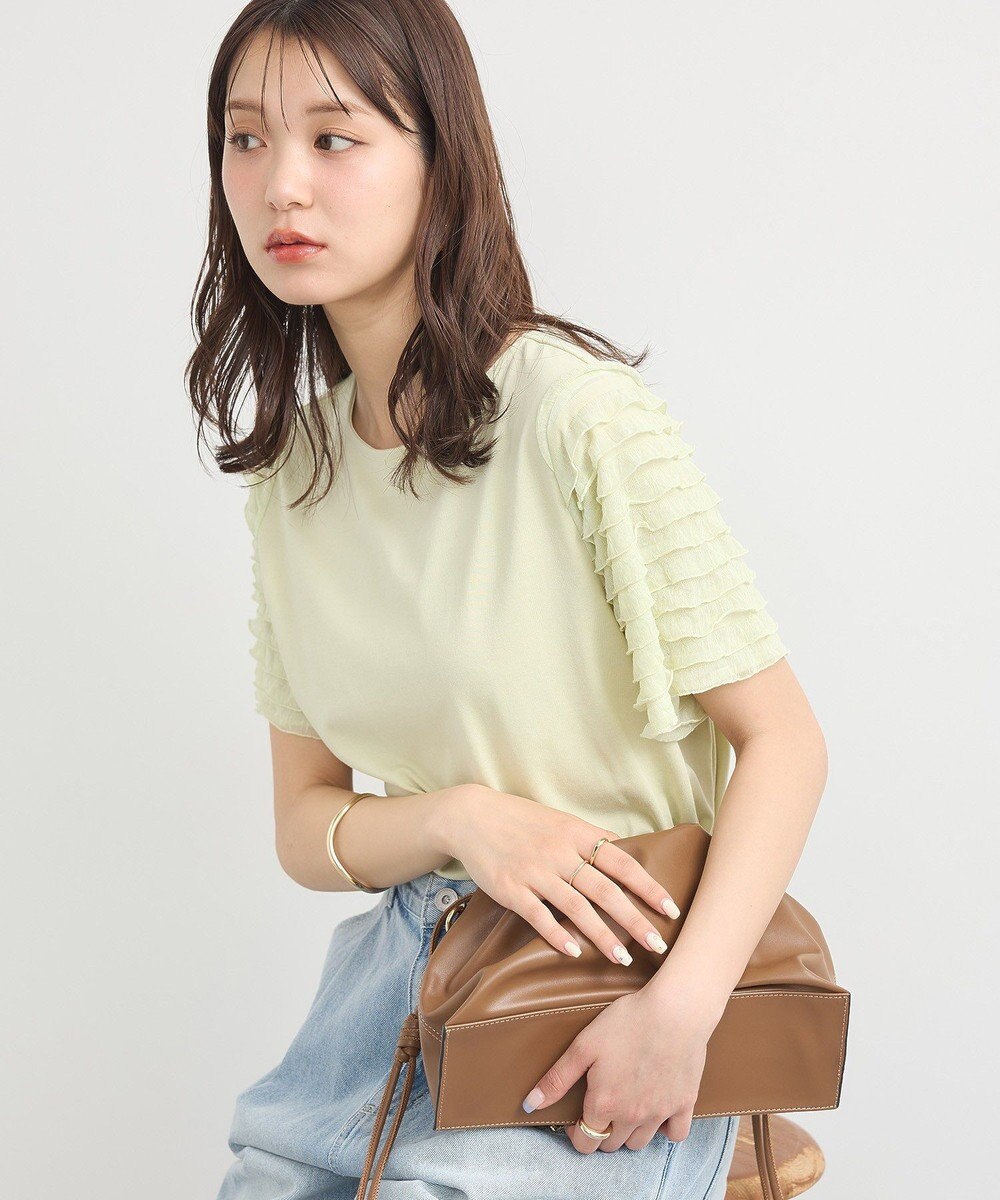 earth music&ecology フリルスリーブカットソー 