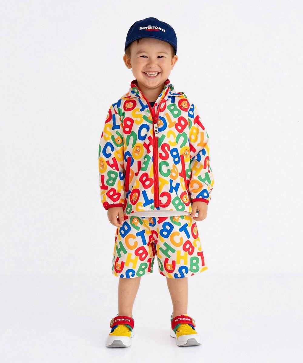 MIKI HOUSE HOT BISCUITS 【80-120cm】 ロゴ総柄 ウインドブレーカー 