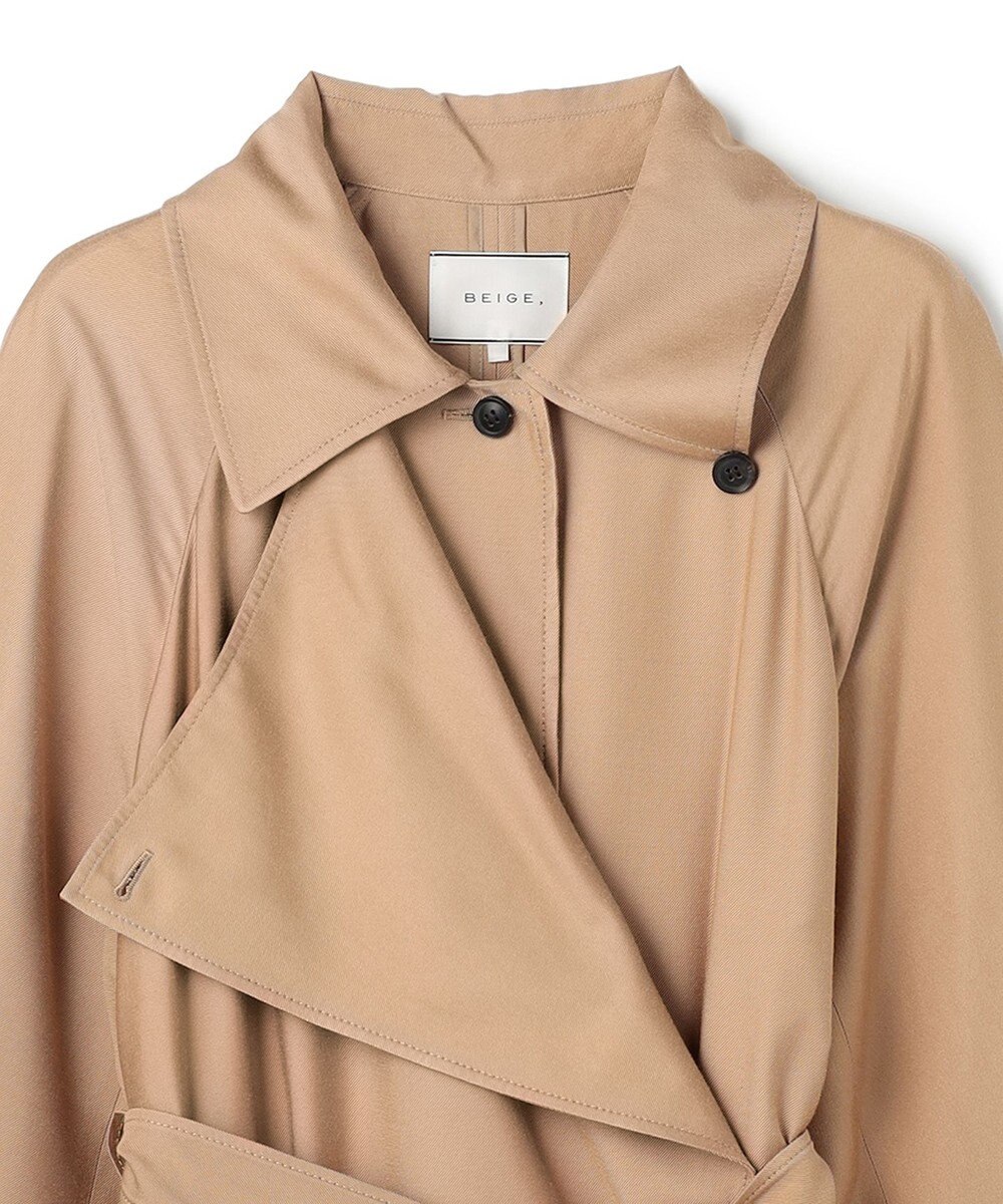 BEIGE， COBURN / シルク混ロングステンカラーコート 