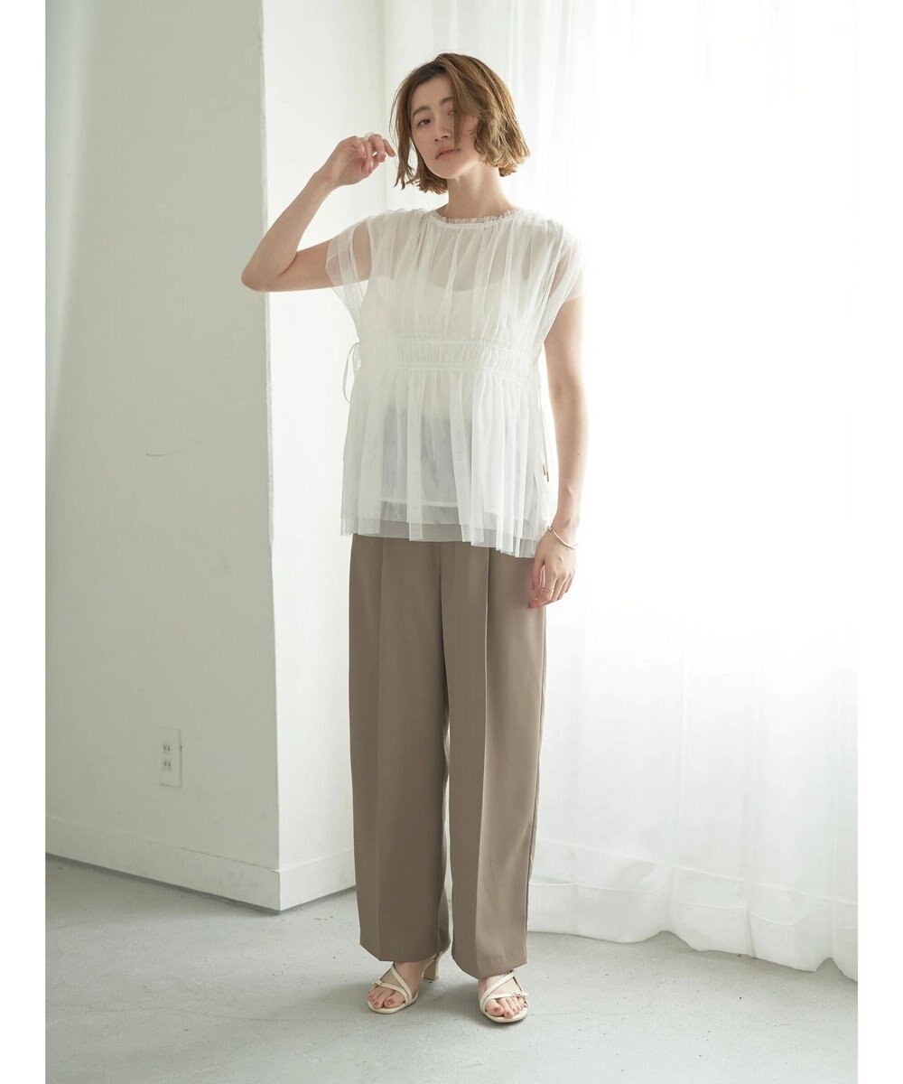 YECCA VECCA チュールギャザーブラウス 