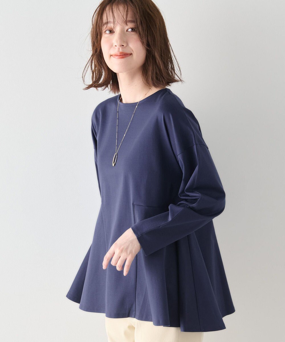 ANY ジョーゼット裏起毛ペプラムプルオーバー 