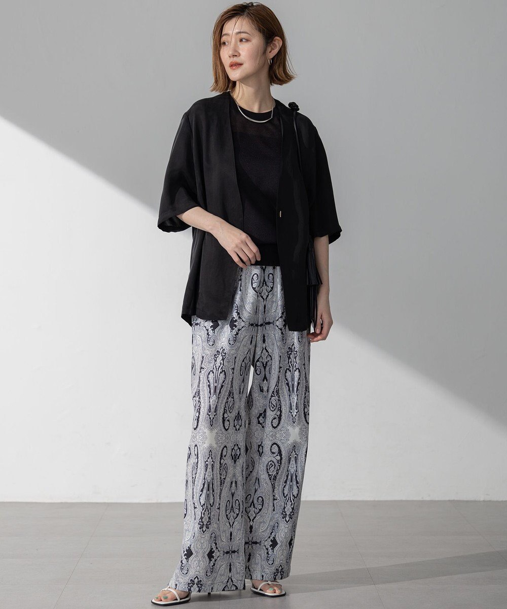 23区 L 【接触冷感性/洗える】フィブリルツイル ハーフスリーブ ジャケット 