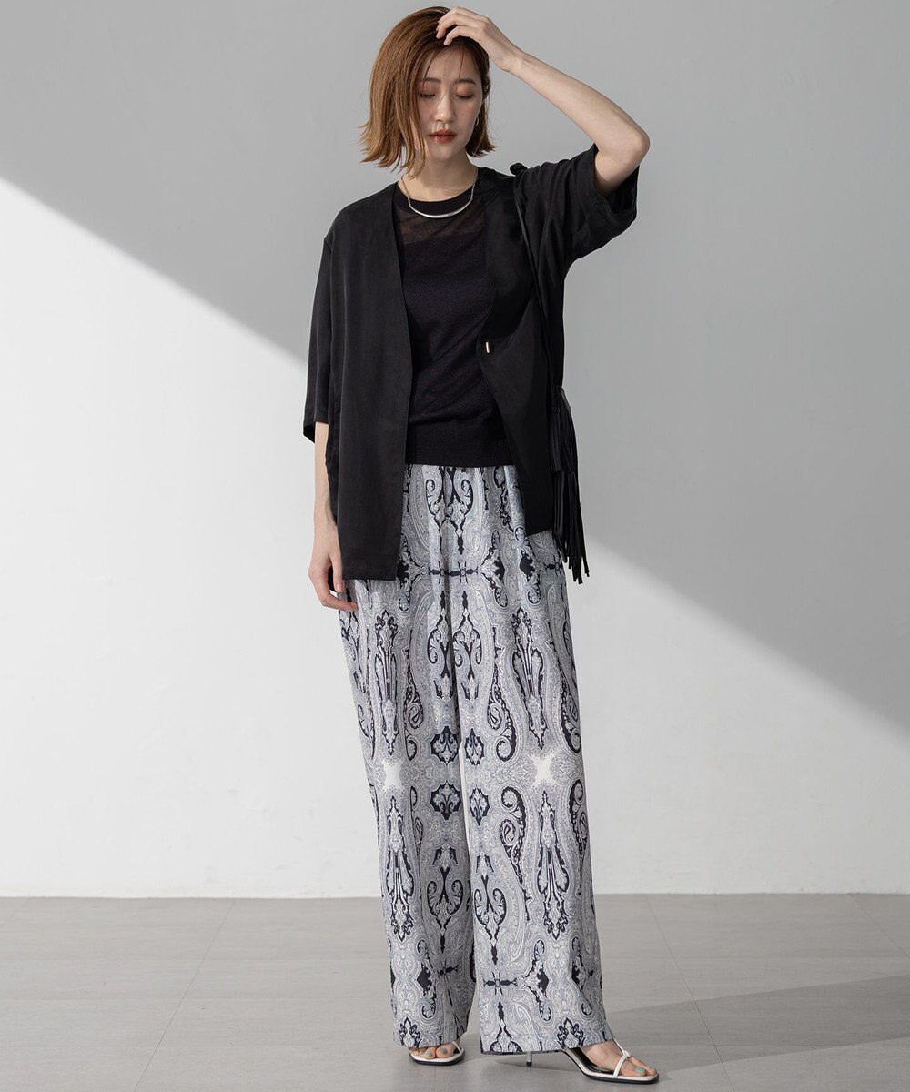 23区 L 【接触冷感性/洗える】フィブリルツイル ハーフスリーブ ジャケット 