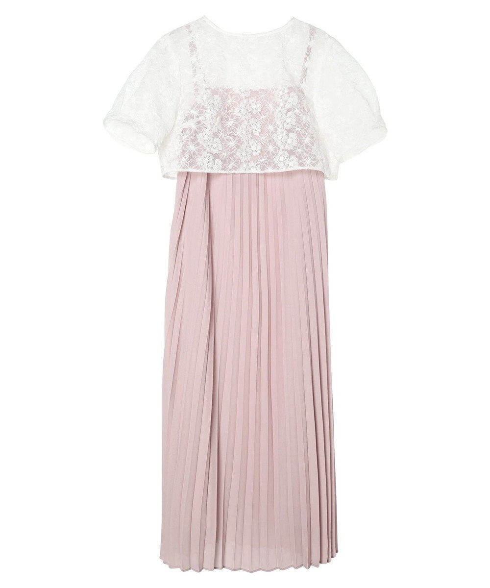 earth music&ecology ＳＥＴ２点　オーガンジー刺繍＋プリーツワンピース 