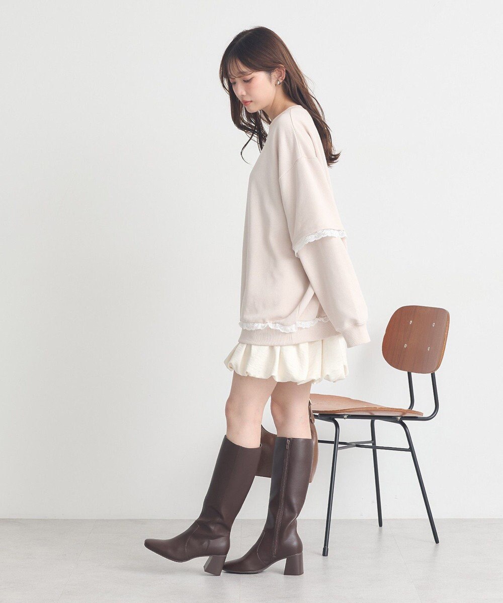 earth music&ecology レーススウェットプルオーバー 