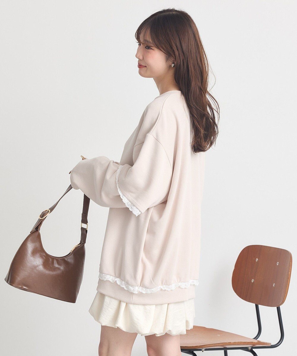 earth music&ecology レーススウェットプルオーバー 