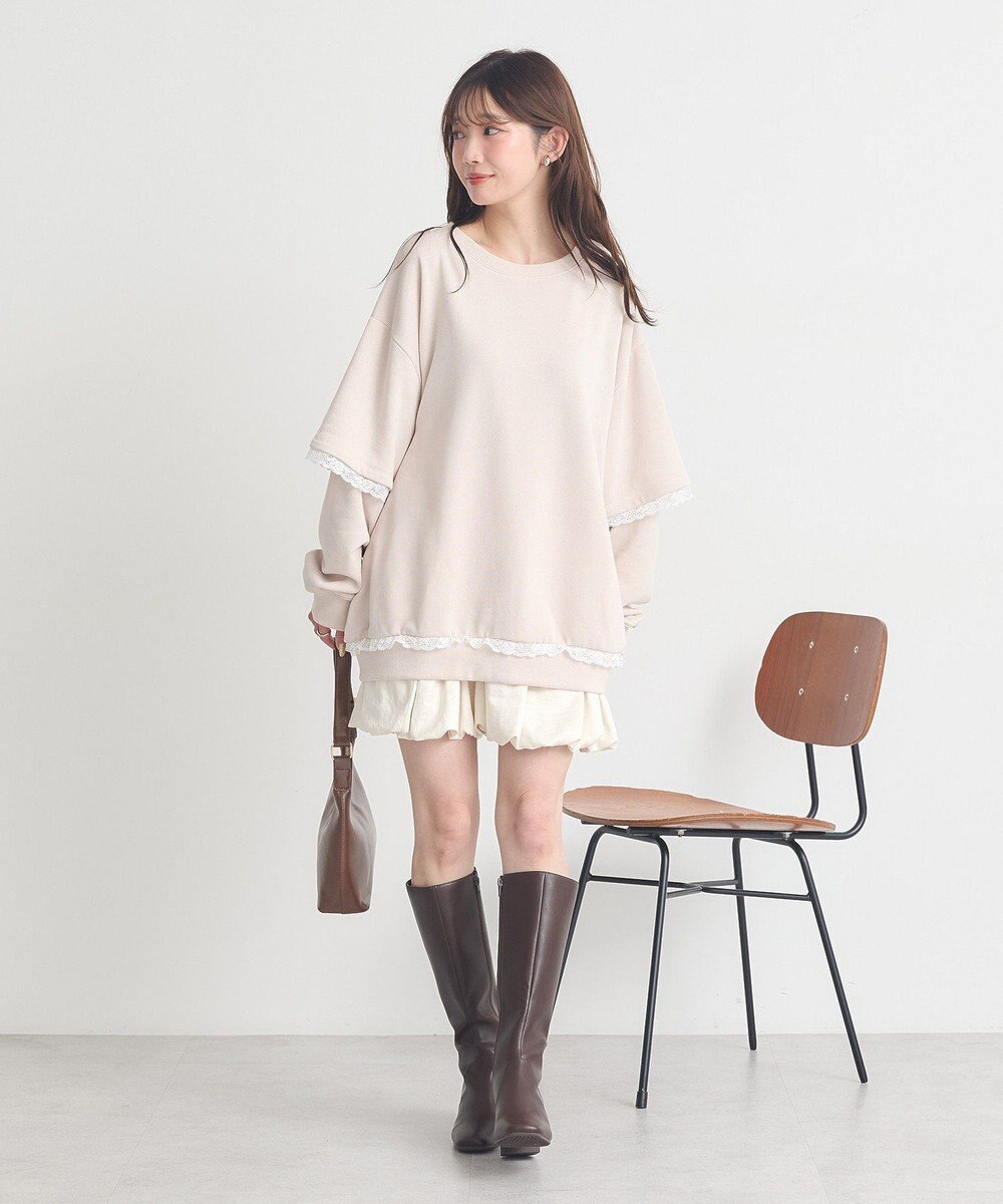 earth music&ecology レーススウェットプルオーバー 