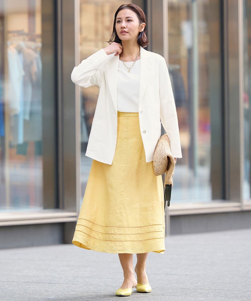 自由区 【洗える】テンセルリネンストレッチ テーラードジャケット 