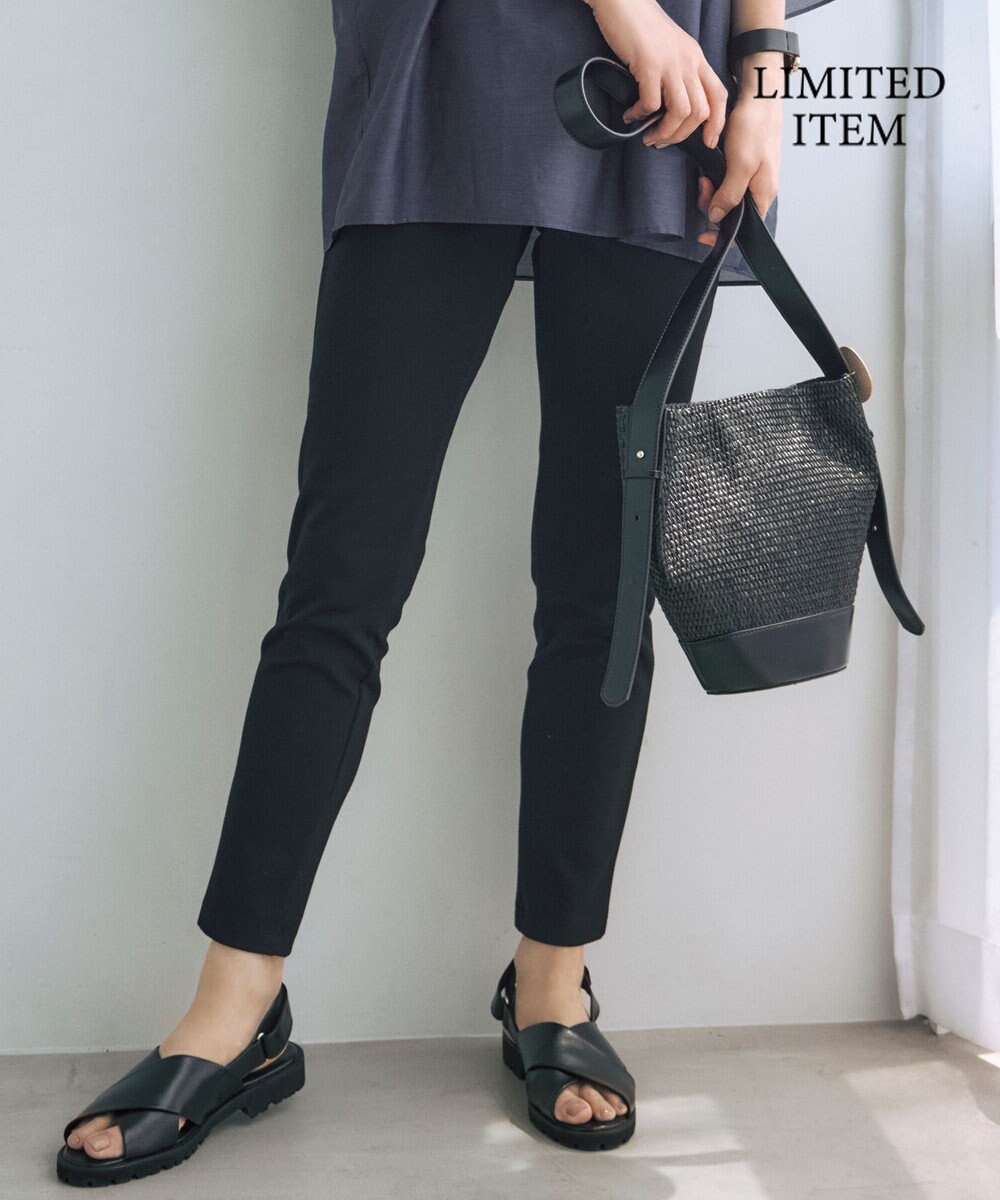 自由区 L 【WEB限定・17号サイズまで展開・洗える】コットンナイロンモクロディー レギンスパンツ 