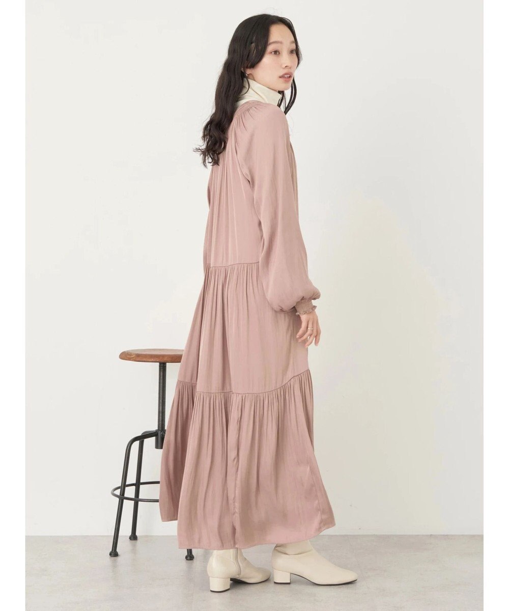 earth music&ecology サテンティアードワンピース 