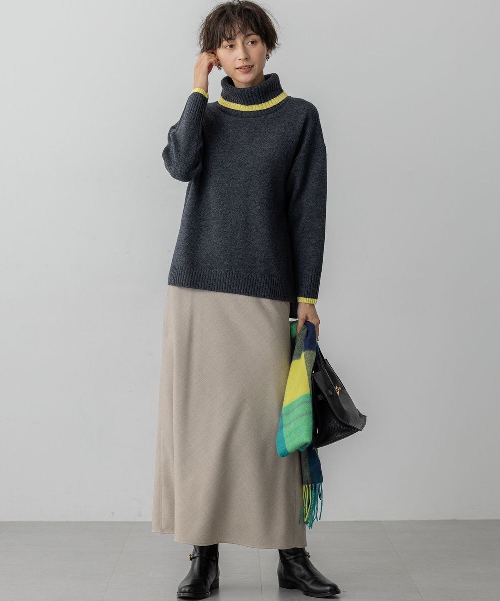 23区 S 【洗える】ウールカシミヤ コンビカラー オフタートル ニット 