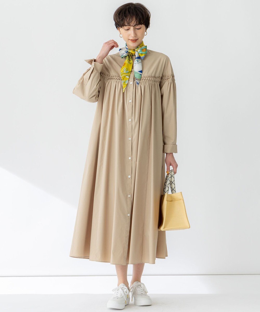 23区 【洗える】コンパクトライトクロス ピンタック ワンピース 