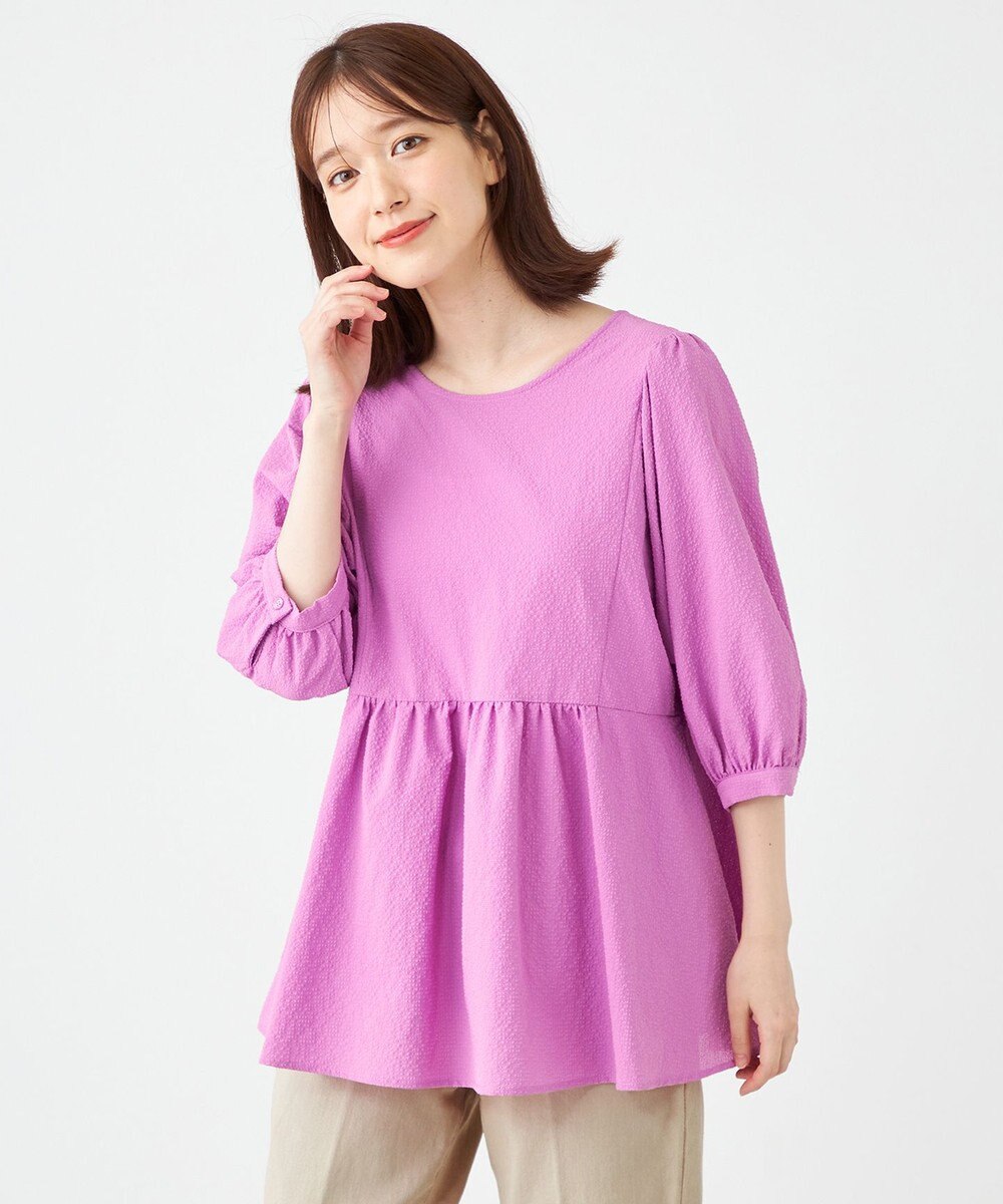 SHARE PARK LADIES ソフトタッチギャザーブラウス 