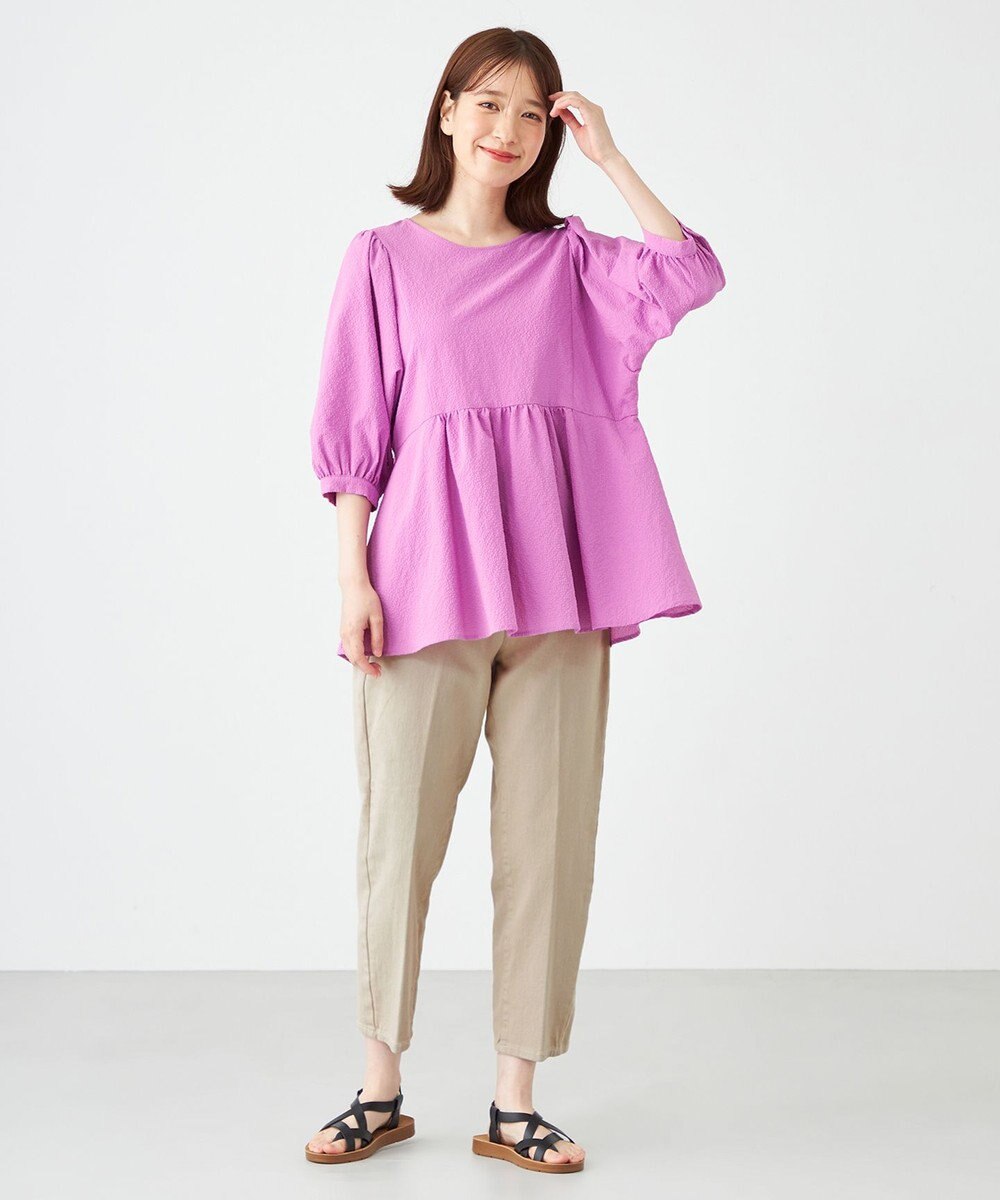 SHARE PARK LADIES ソフトタッチギャザーブラウス 