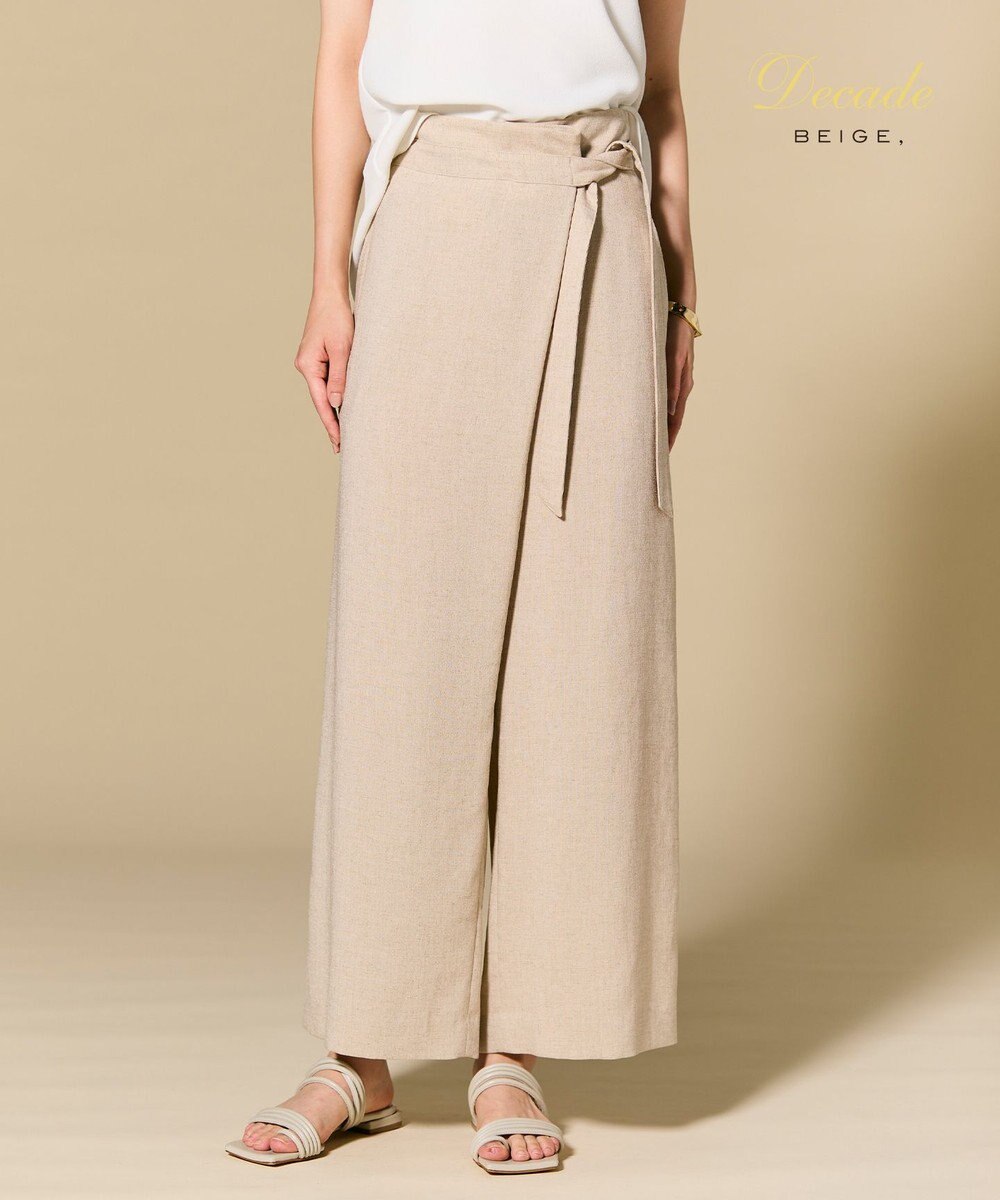 BEIGE， CAROLE / リネンライクラップワイドパンツ 