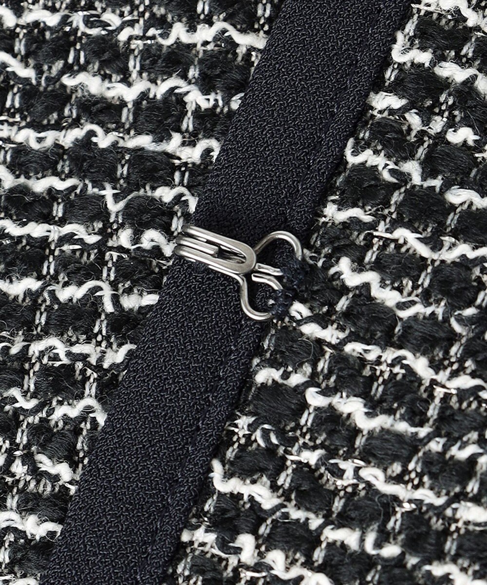 ANY SIS シャイニーストレッチツイード ノーカラージャケット 