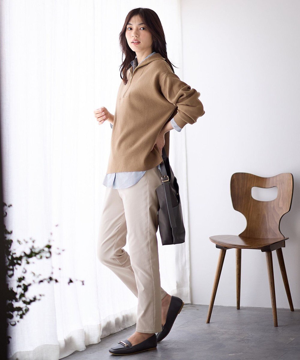 ANY スウェットライクハーフジップニット 