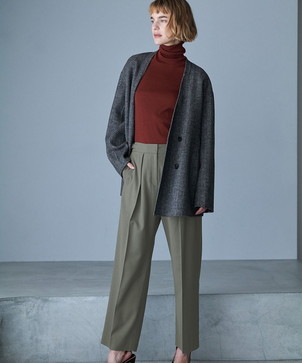 ICB WoolRever ノーカラーショートコート 