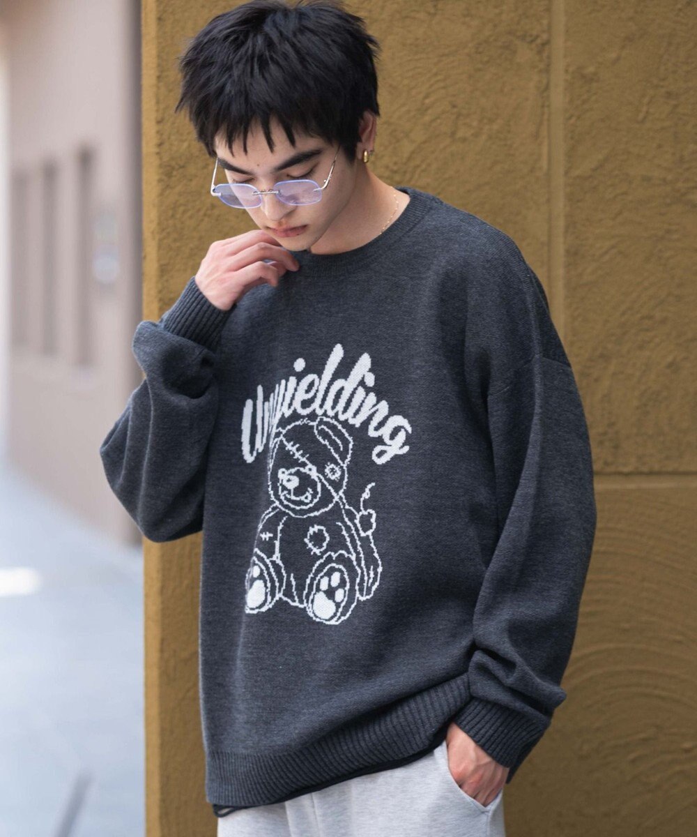 WEGO 【ユニセックス着用ITEM/SMLサイズ展開】ジャガードグラフィックプルオーバー 