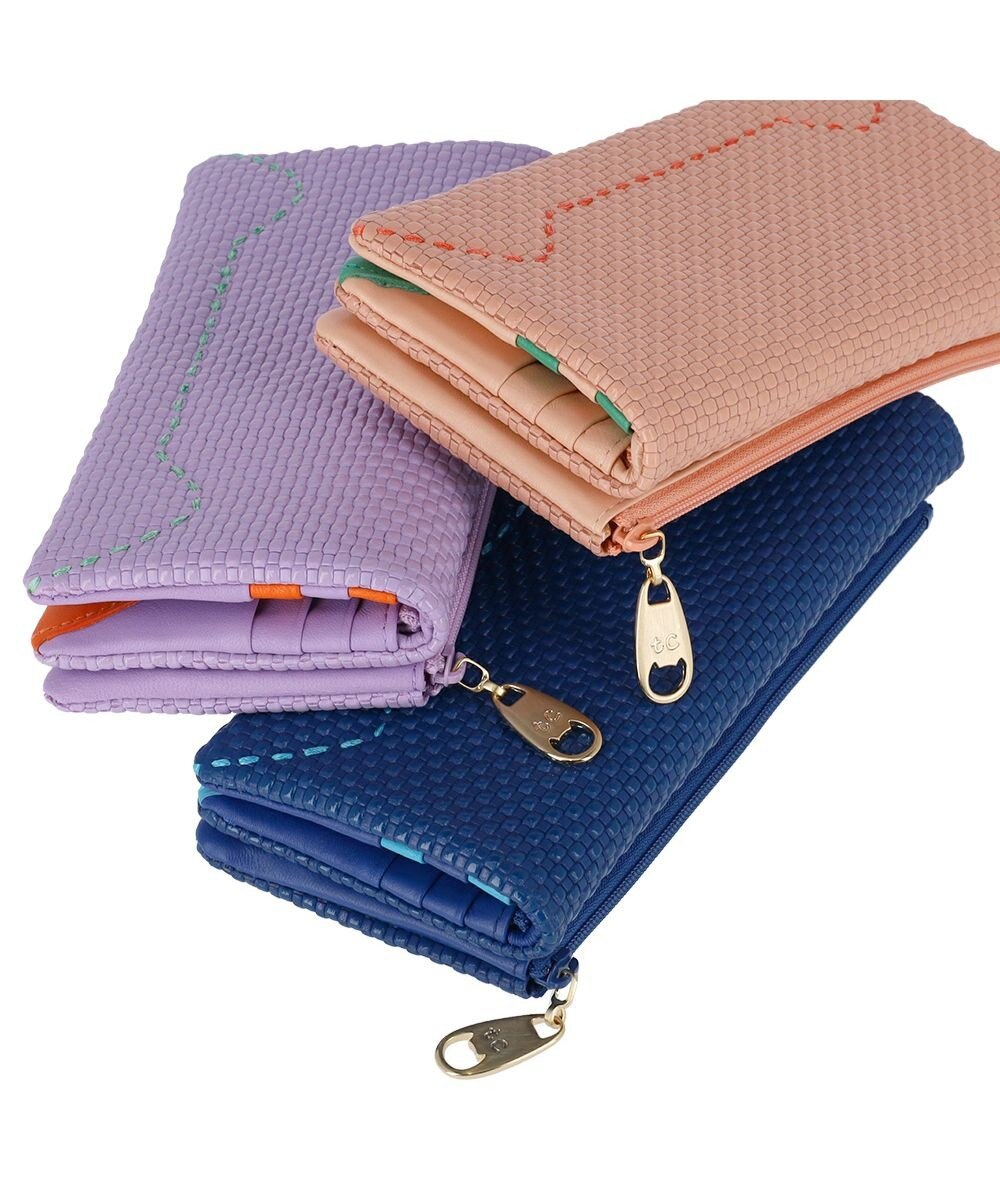 tsumori chisato CARRY エンボスメッシュ かぶせ 長財布 ねこステッチ 