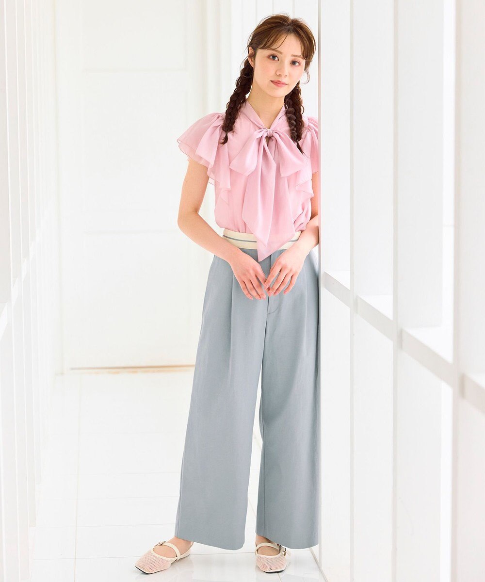 Feroux 【洗える】マーベルトデザイン セミワイドパンツ 