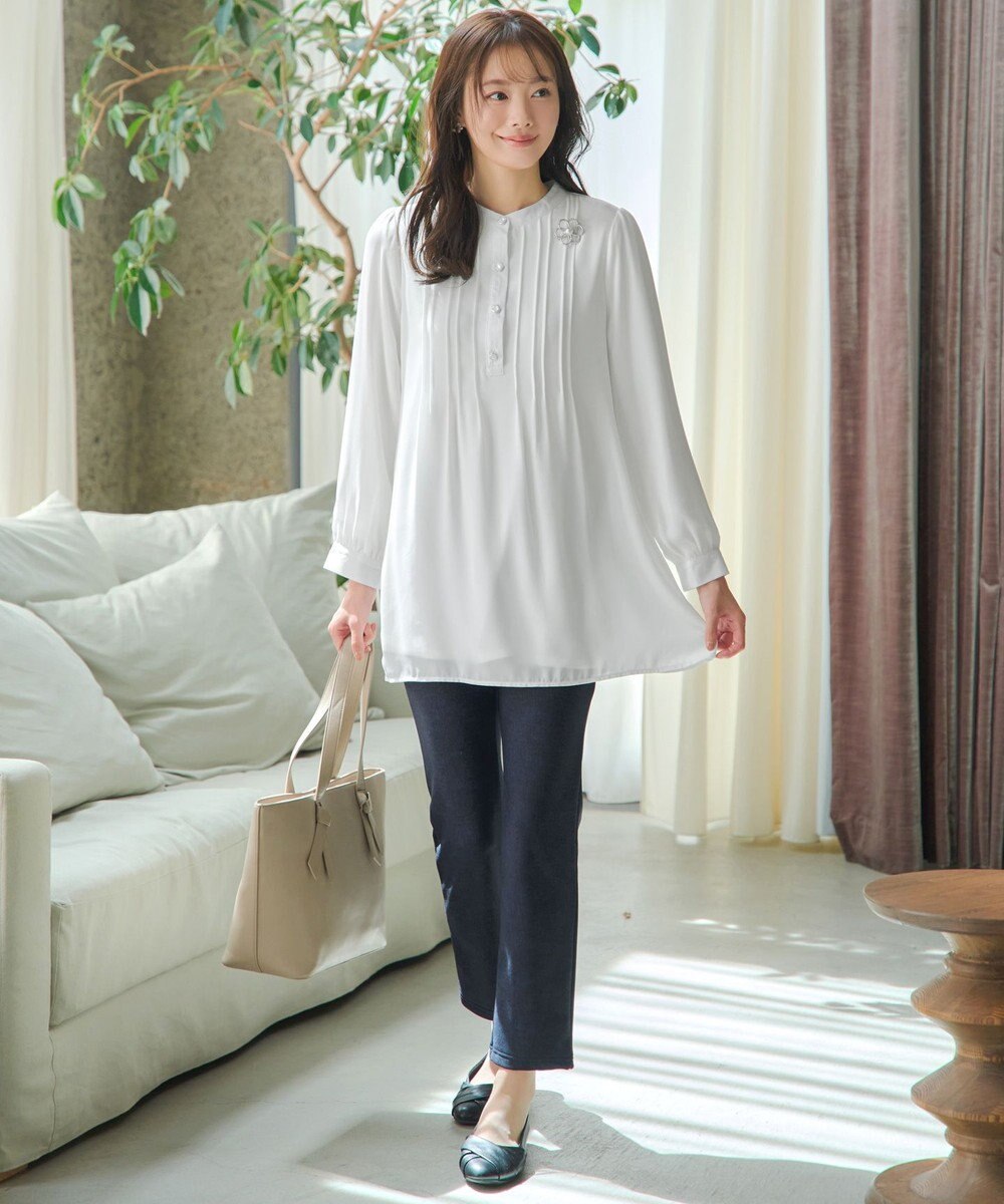 Tiaclasse 【スマート裏起毛・新色追加】 ピンタックシャツチュニック 