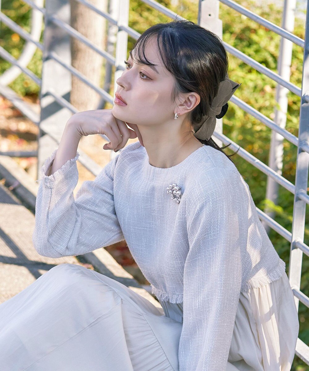 Tiaclasse コーデュロイリボンヘアクリップ 