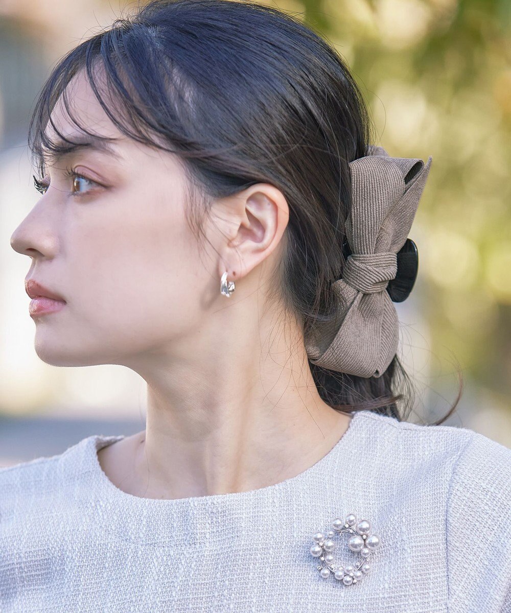 Tiaclasse コーデュロイリボンヘアクリップ 