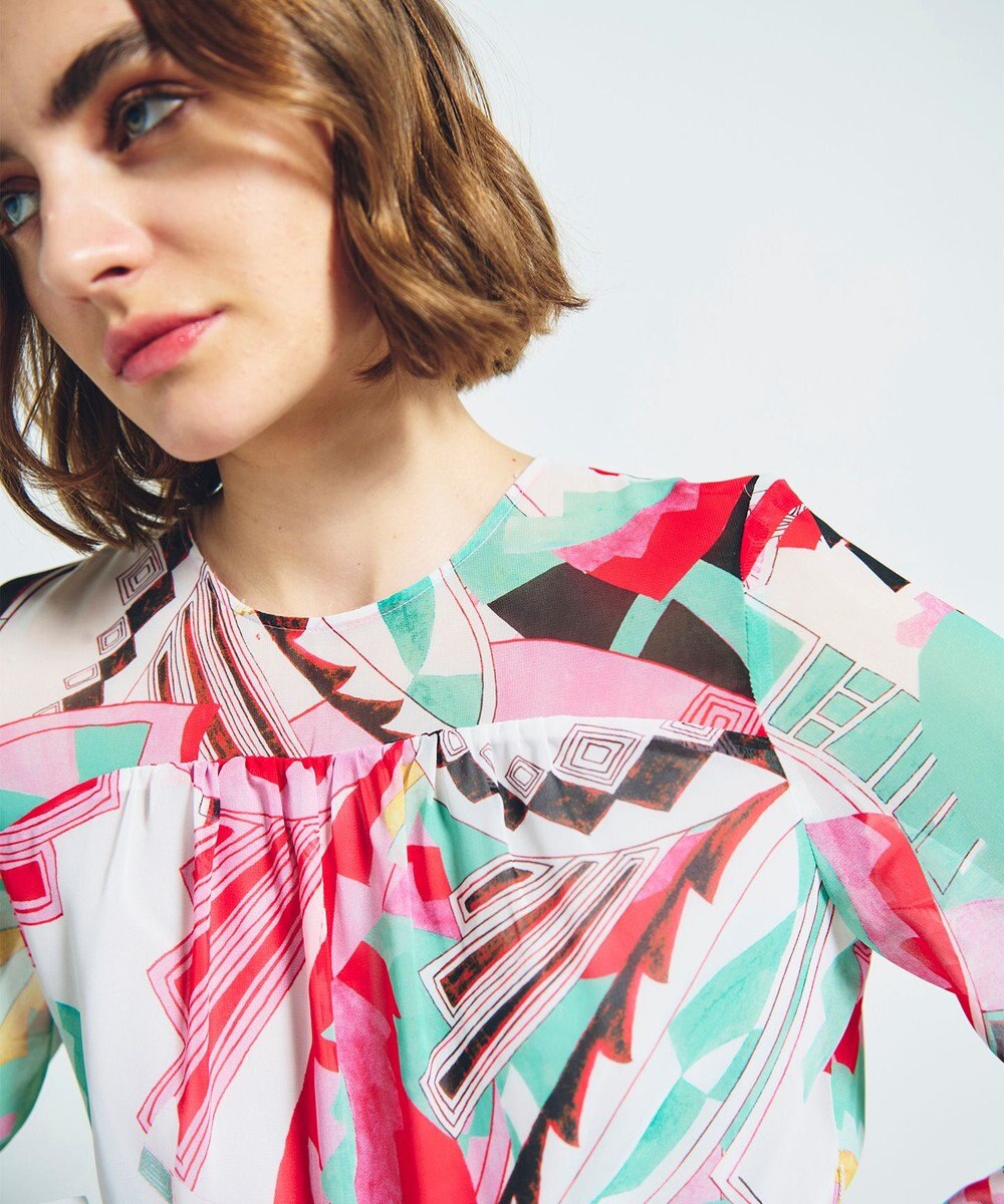 GRACE CONTINENTAL アールデコリゾートプリントワンピース 