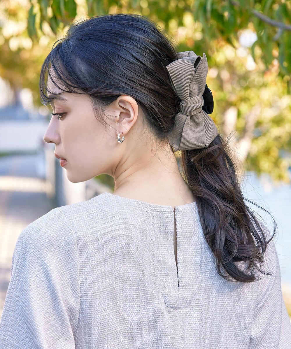 Tiaclasse コーデュロイリボンヘアクリップ 