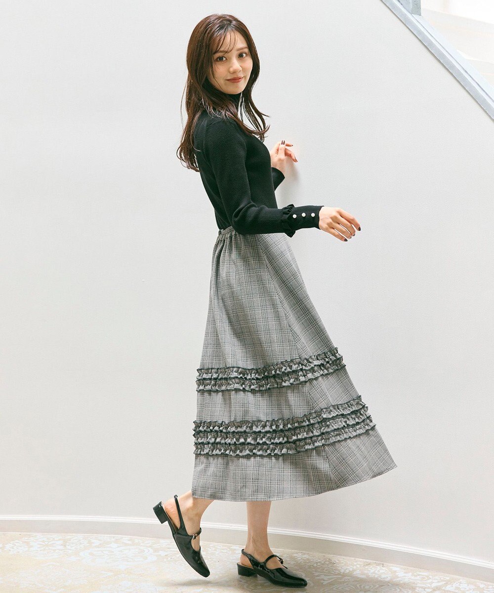 Feroux フレアギャザーチェック スカート 