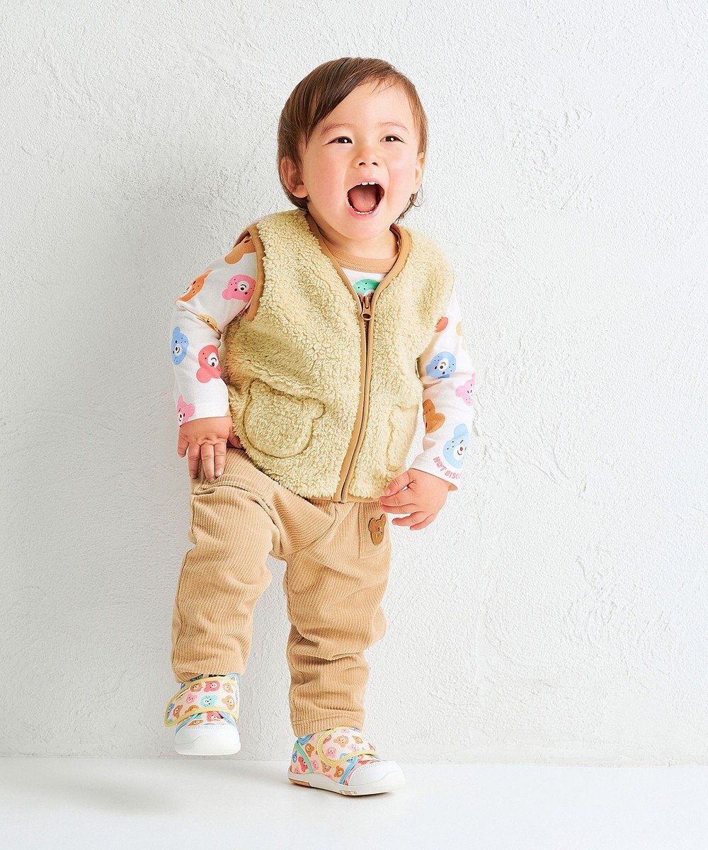 MIKI HOUSE HOT BISCUITS 【80-120cm】 カラフルビーンズ 総柄長袖Tシャツ 