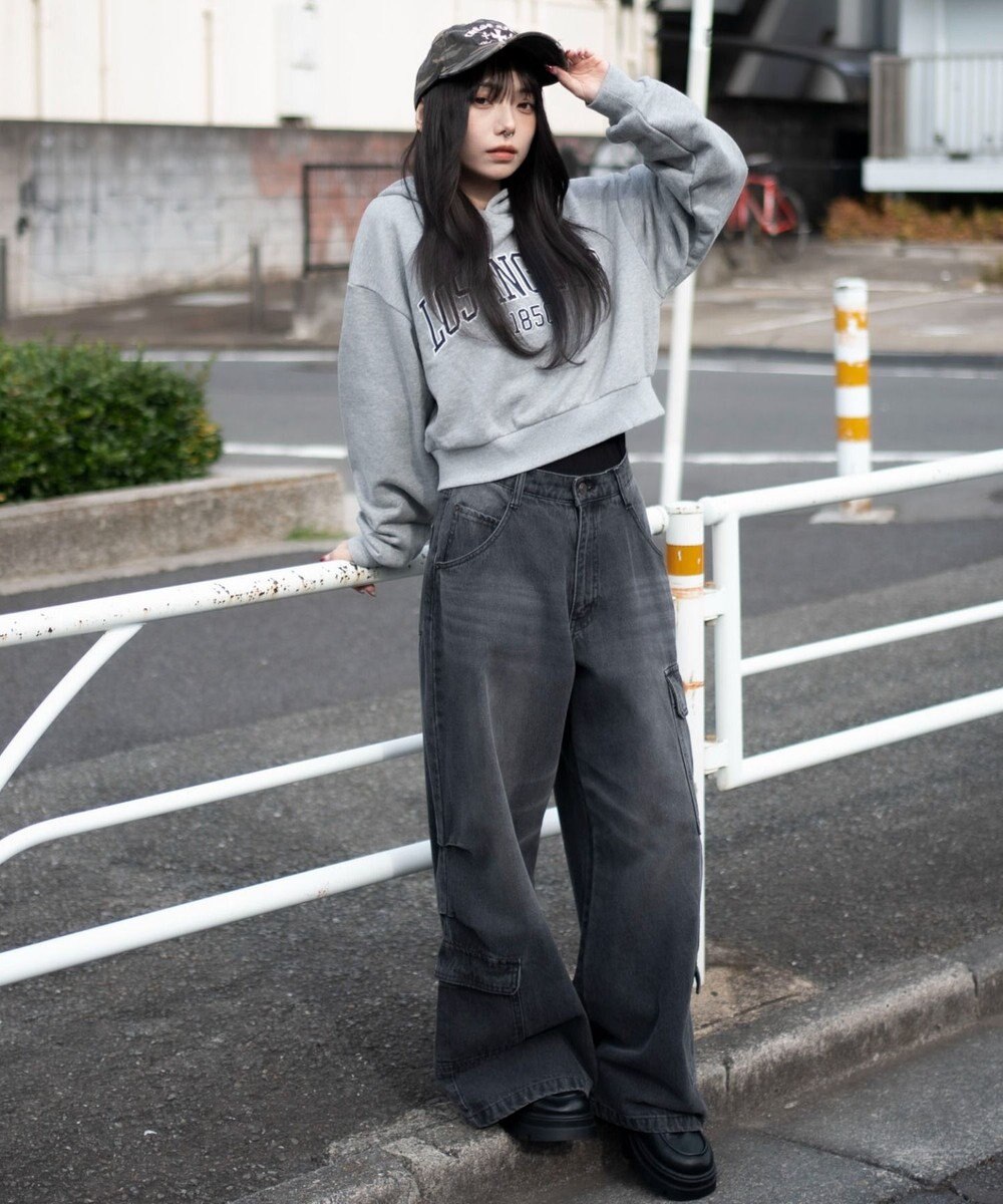 WEGO グラフィックショートプルパーカー 