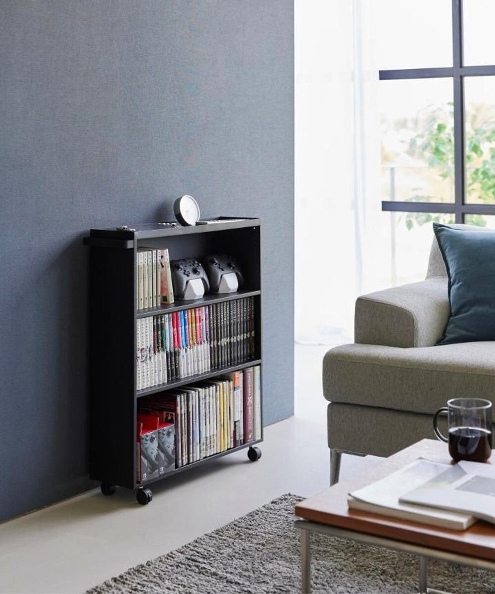 tower ハンドル付き隠せるコミックラック タワー ブラック 