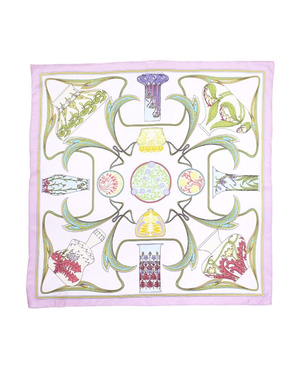 Marca ＜春の新色！＞【伝統横濱スカーフ】フラワーベースヌーヴォー  小判 シルクツイルスカーフ 