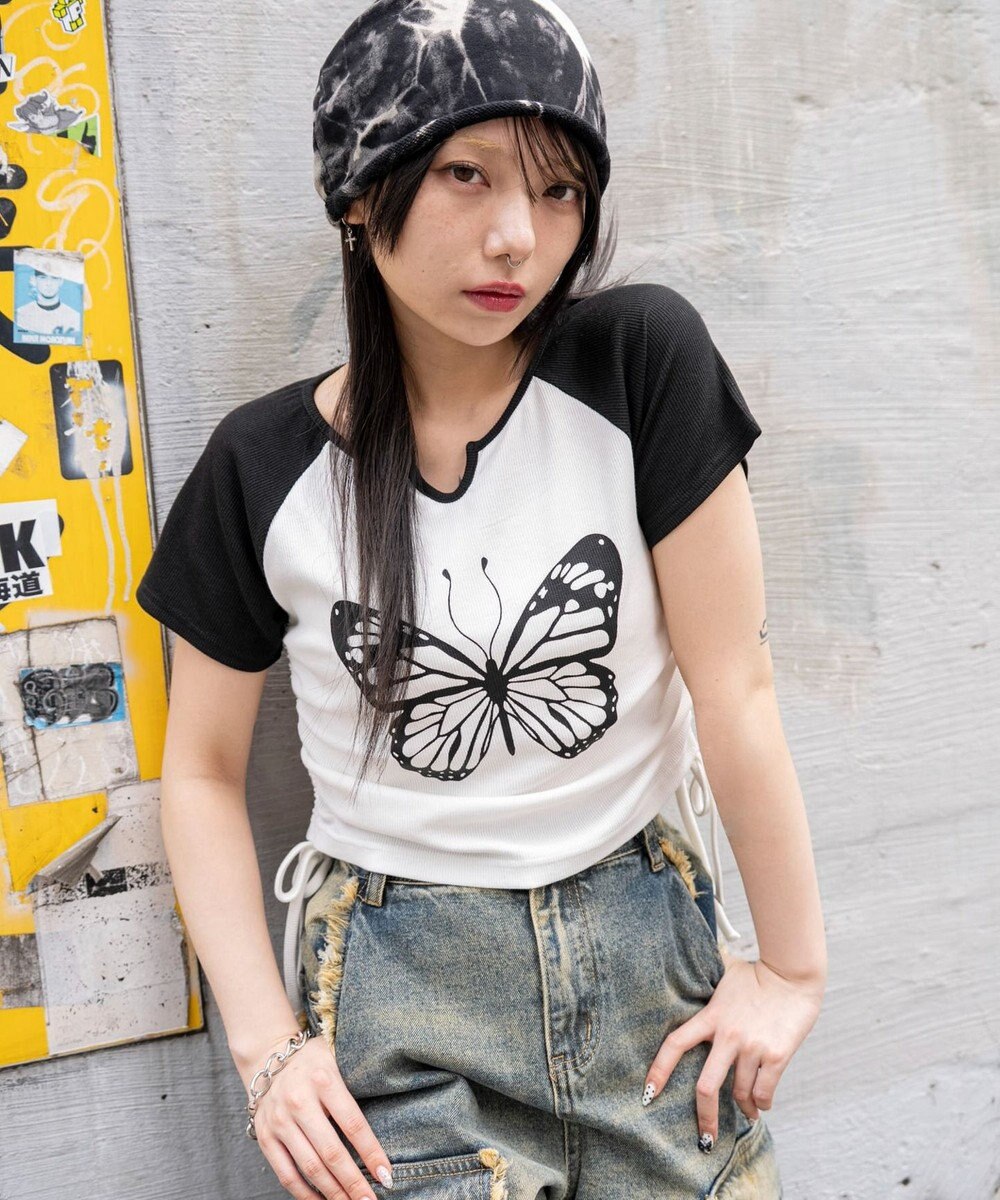 WEGO キーネックサイドレースアップちびT 