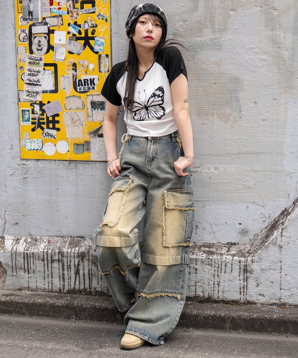 WEGO キーネックサイドレースアップちびT 