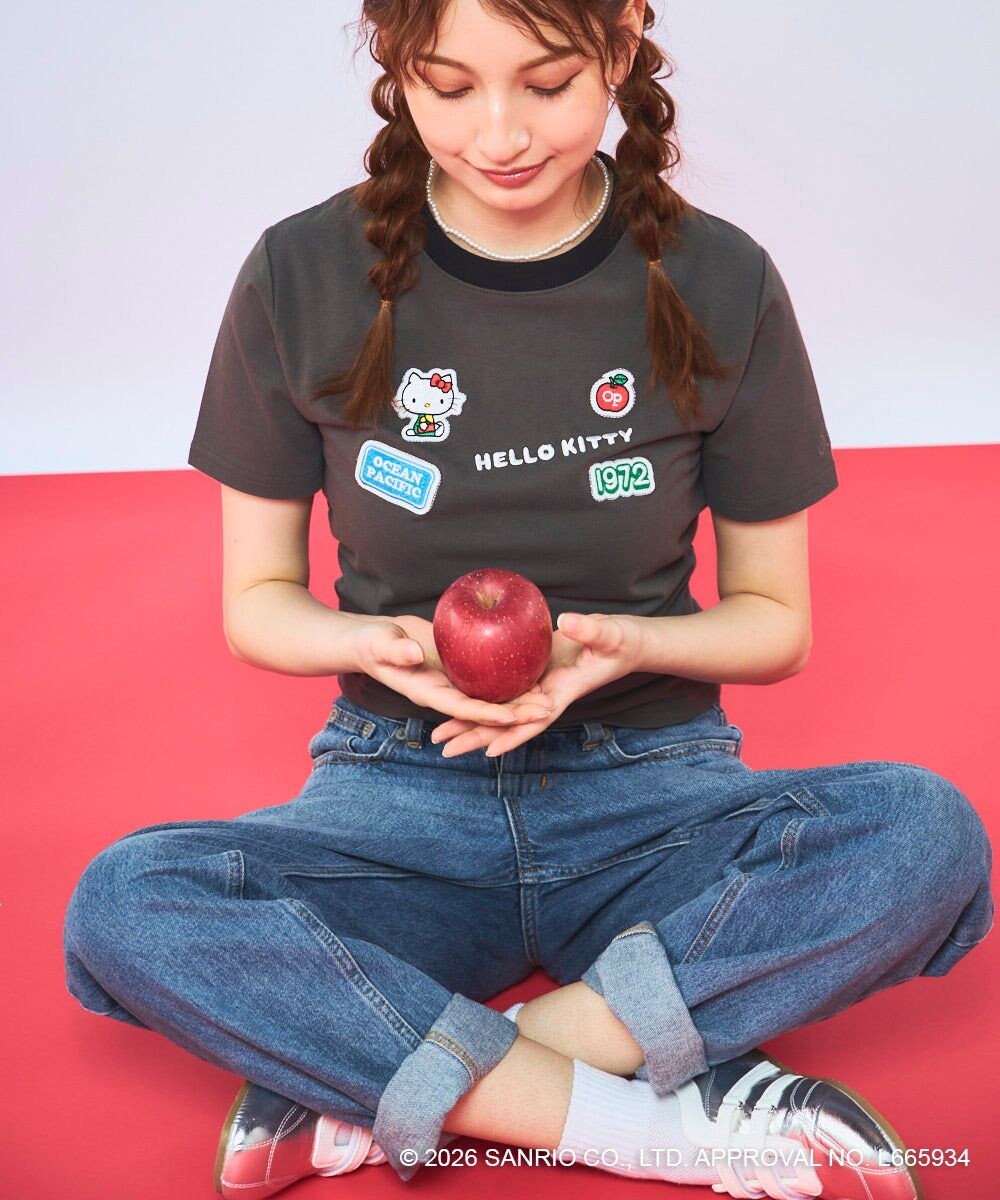 OP／FILA 【Ocean Pacific×ハローキティ】ワッペンリンガーチビTシャツ 