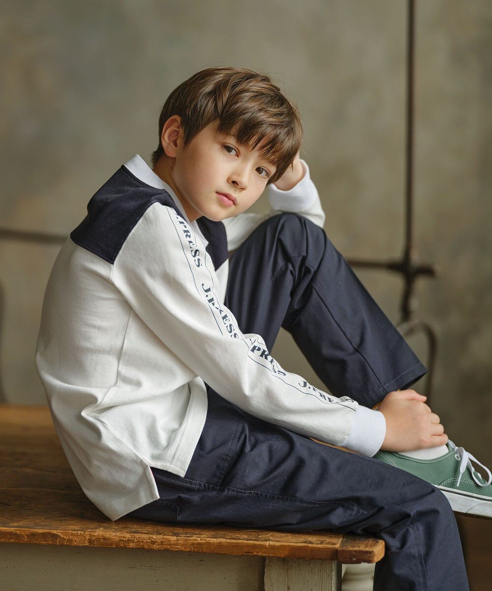 J.PRESS KIDS 【140-170cm】切替×袖プリント 長袖Tシャツ 