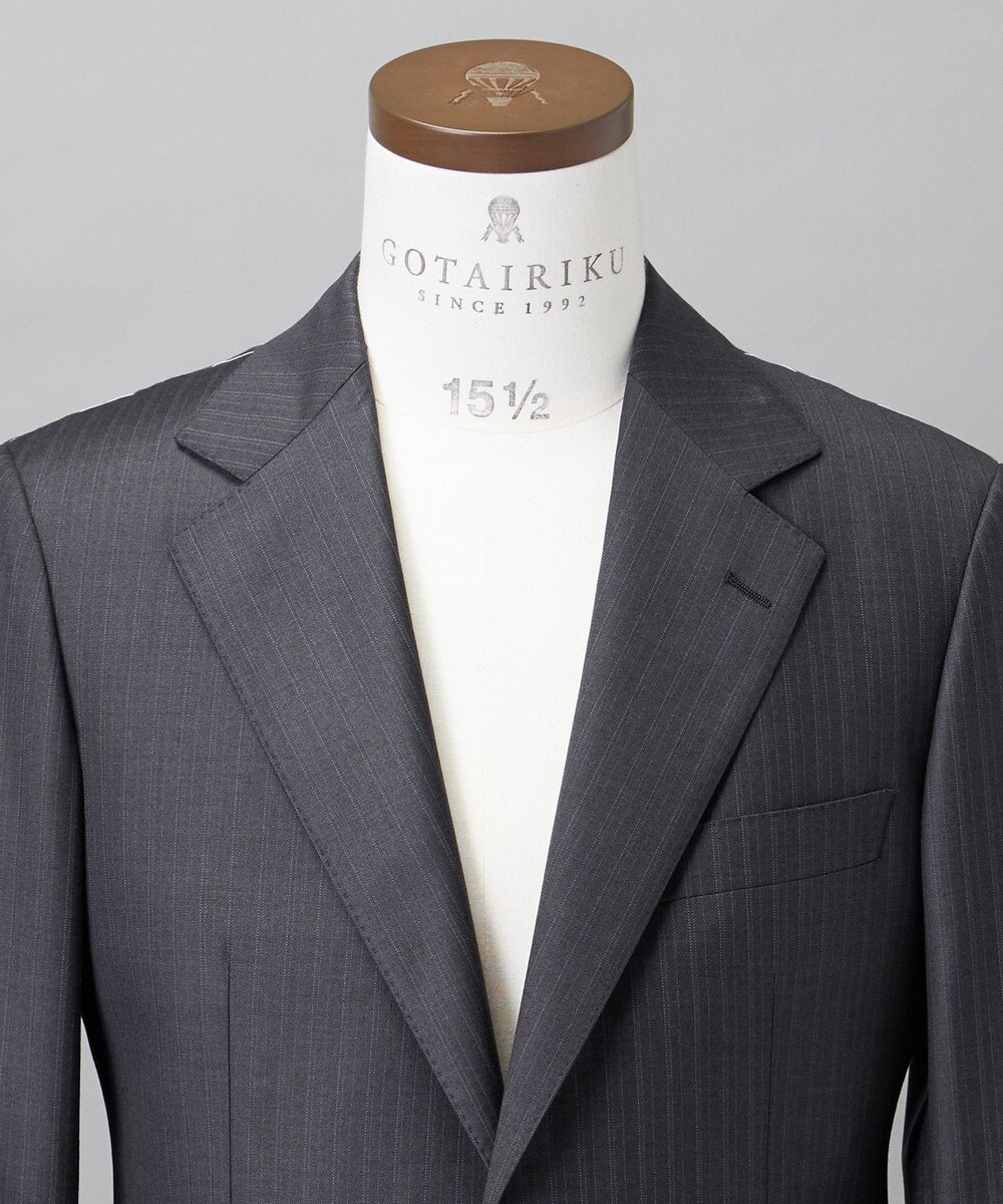 GOTAIRIKU シワになりにくい【御幸毛織/みゆきけおり】Superio160 スーツ_グレーストライプ 