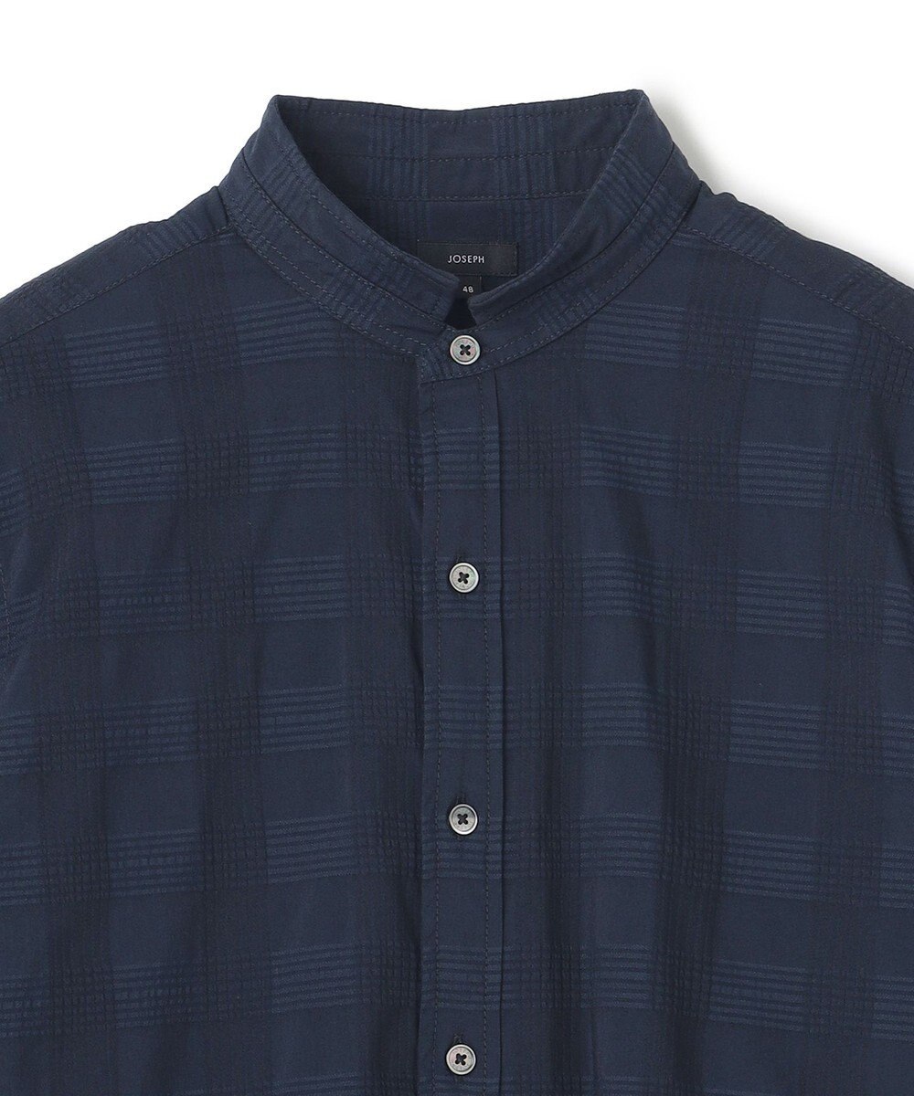 JOSEPH HOMME ドビーチェックストレッチ　ウイングカラー半袖シャツ 